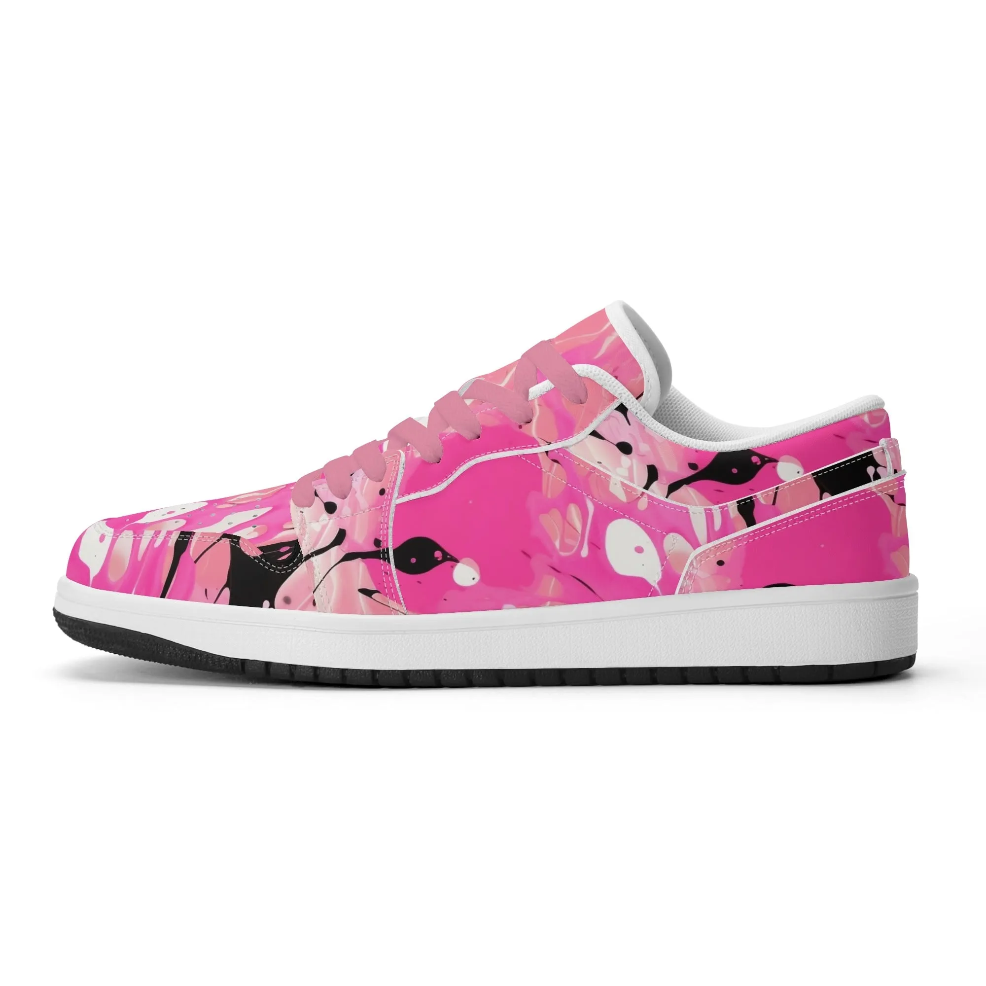Pink Splash Low Top Leder Sneaker für Damen