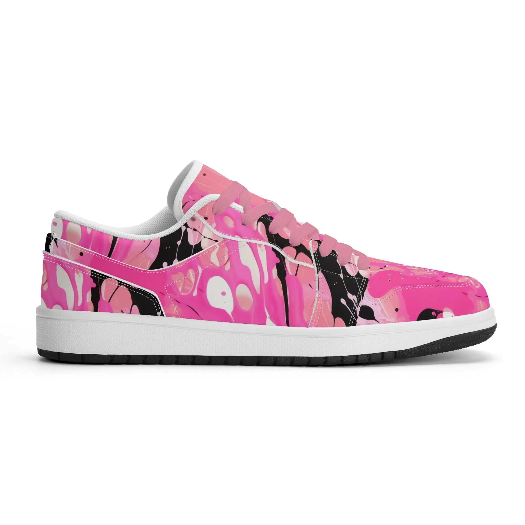 Pink Splash Low Top Leder Sneaker für Damen