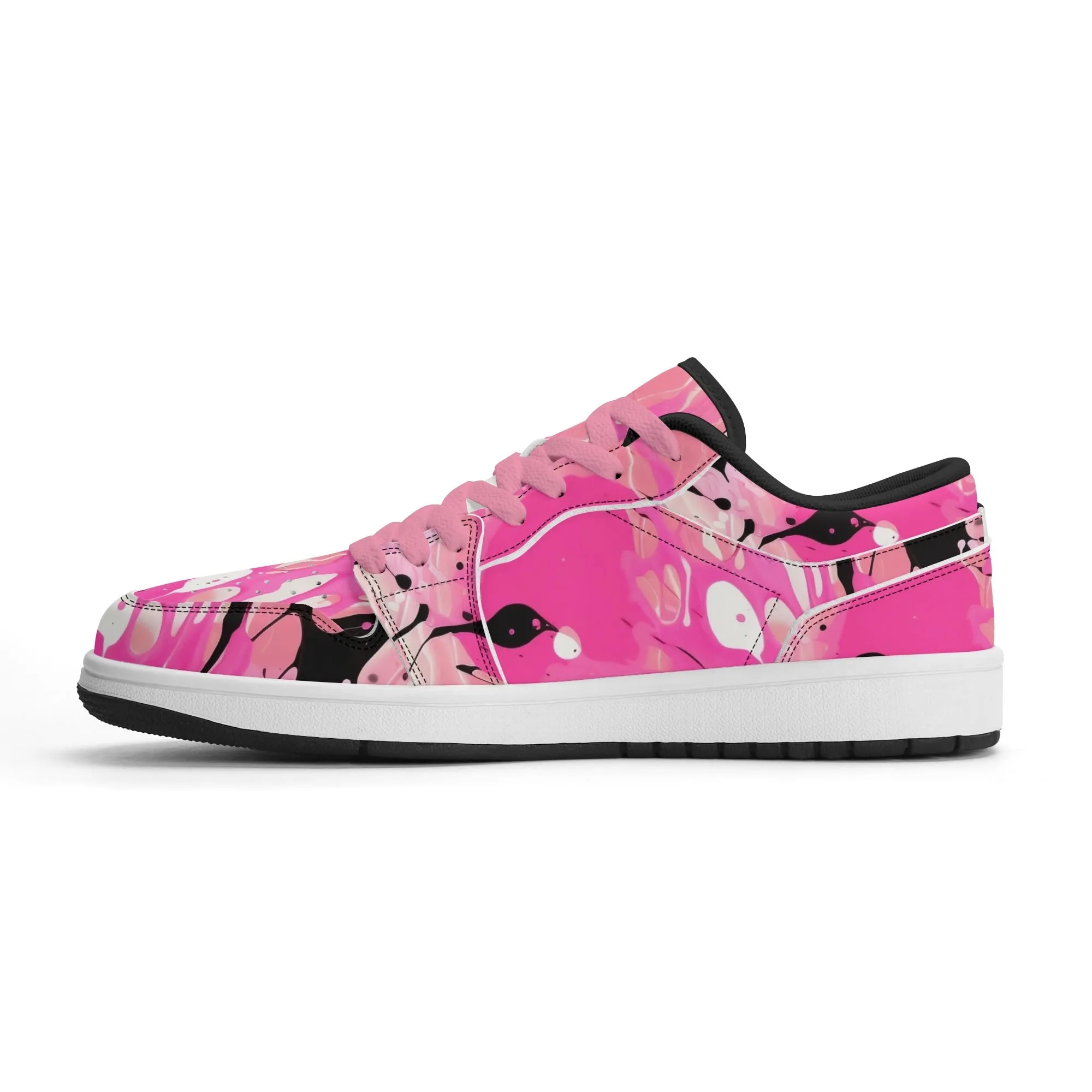 Pink Splash Low Top Leder Sneaker für Damen