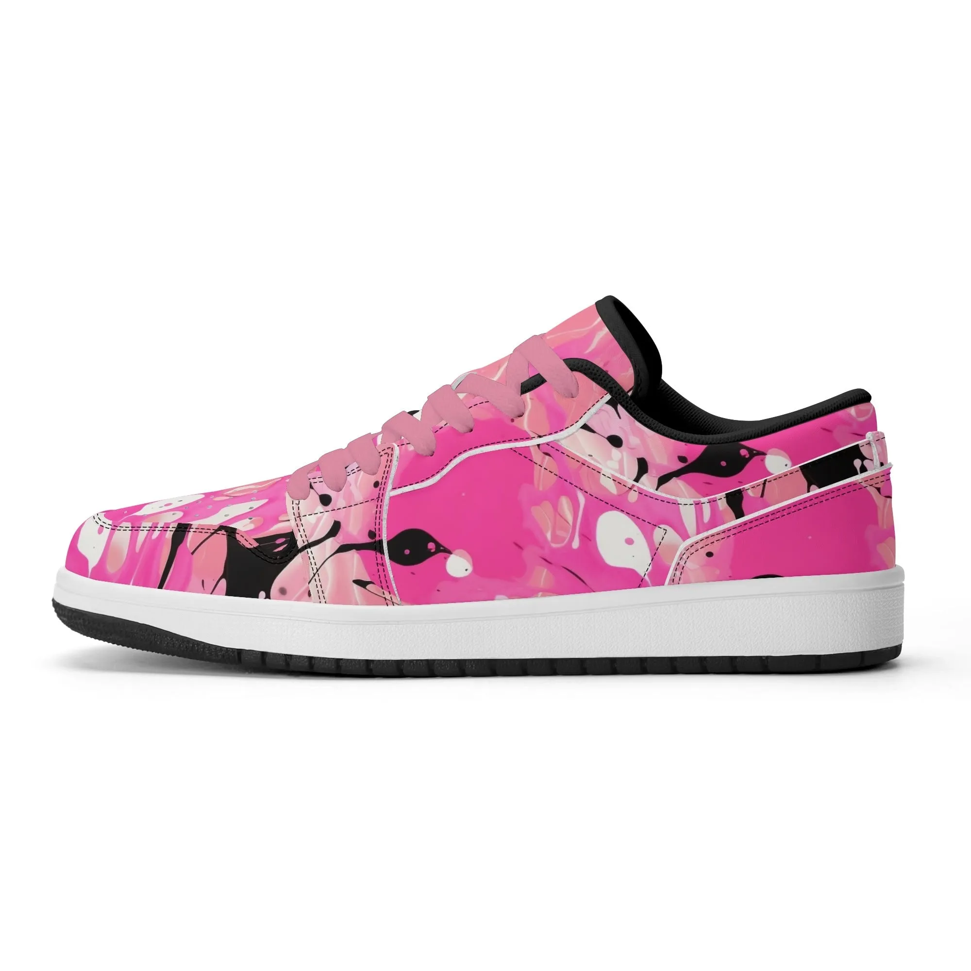 Pink Splash Low Top Leder Sneaker für Damen