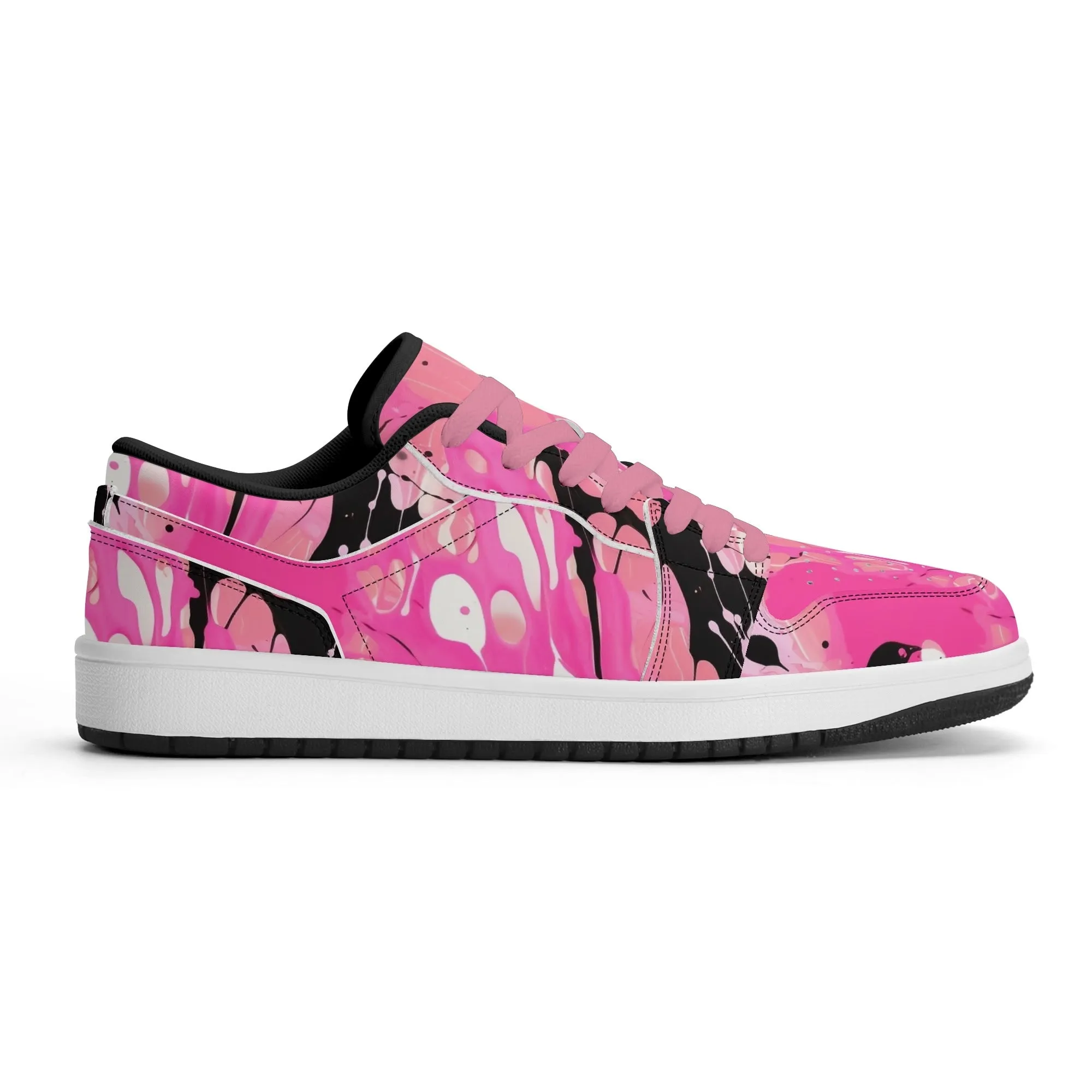 Pink Splash Low Top Leder Sneaker für Damen