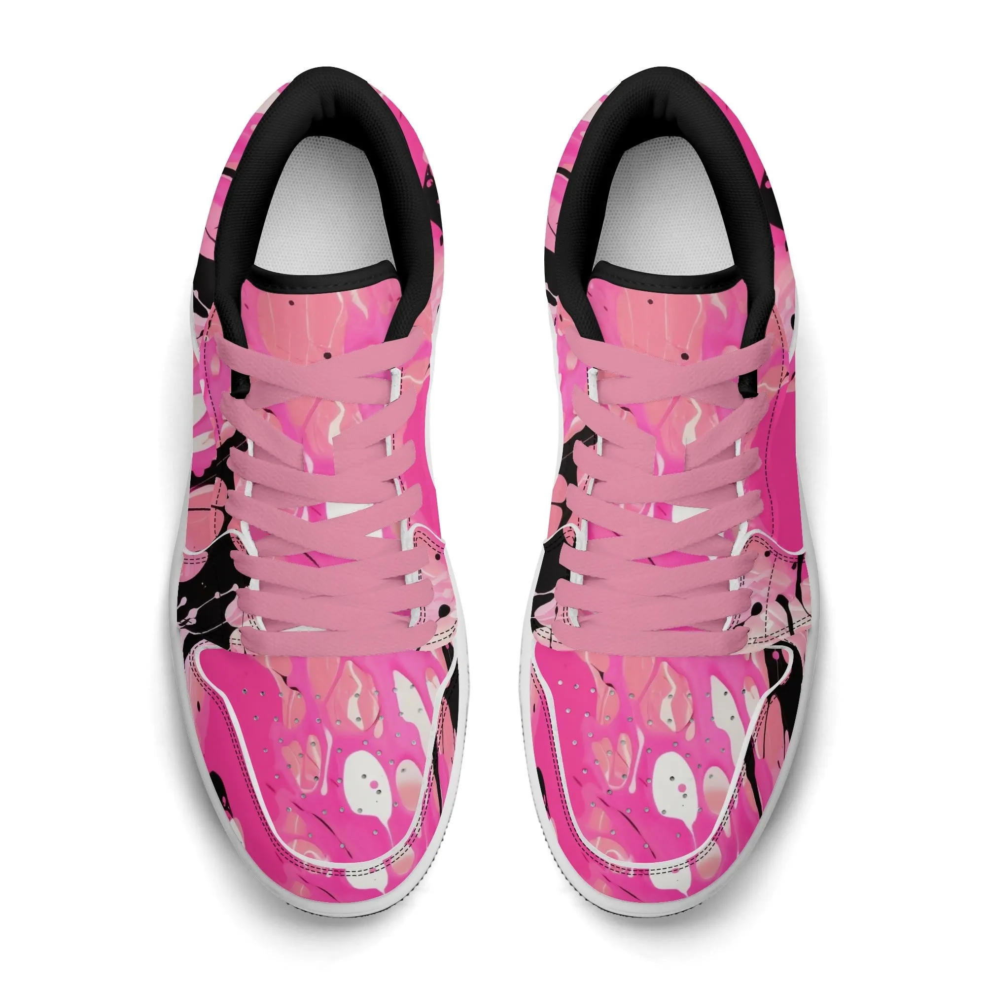 Pink Splash Low Top Leder Sneaker für Damen
