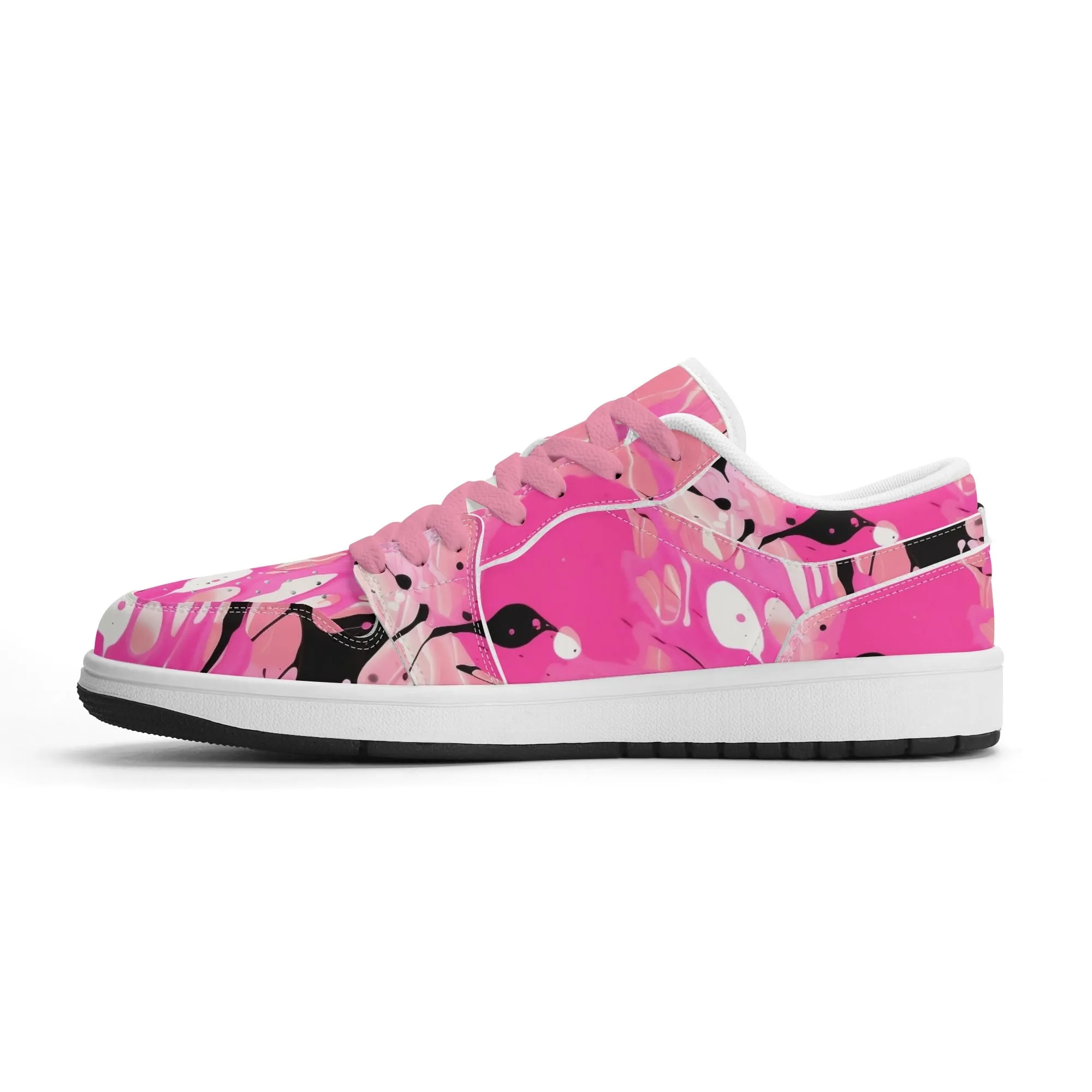 Pink Splash Low Top Leder Sneaker für Damen