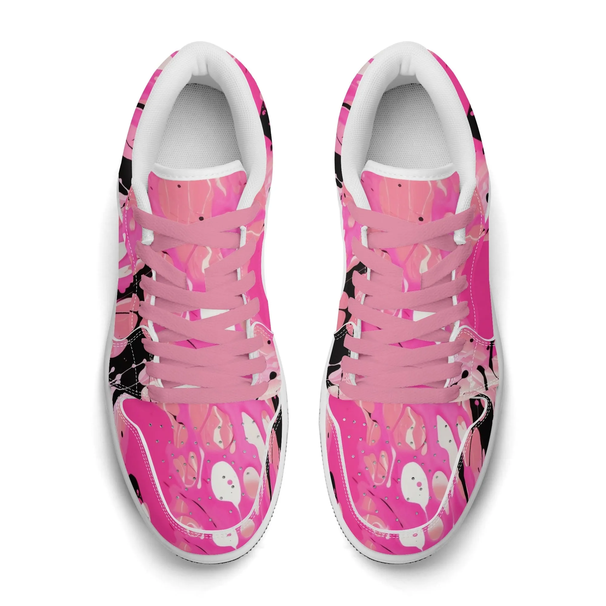 Pink Splash Low Top Leder Sneaker für Damen