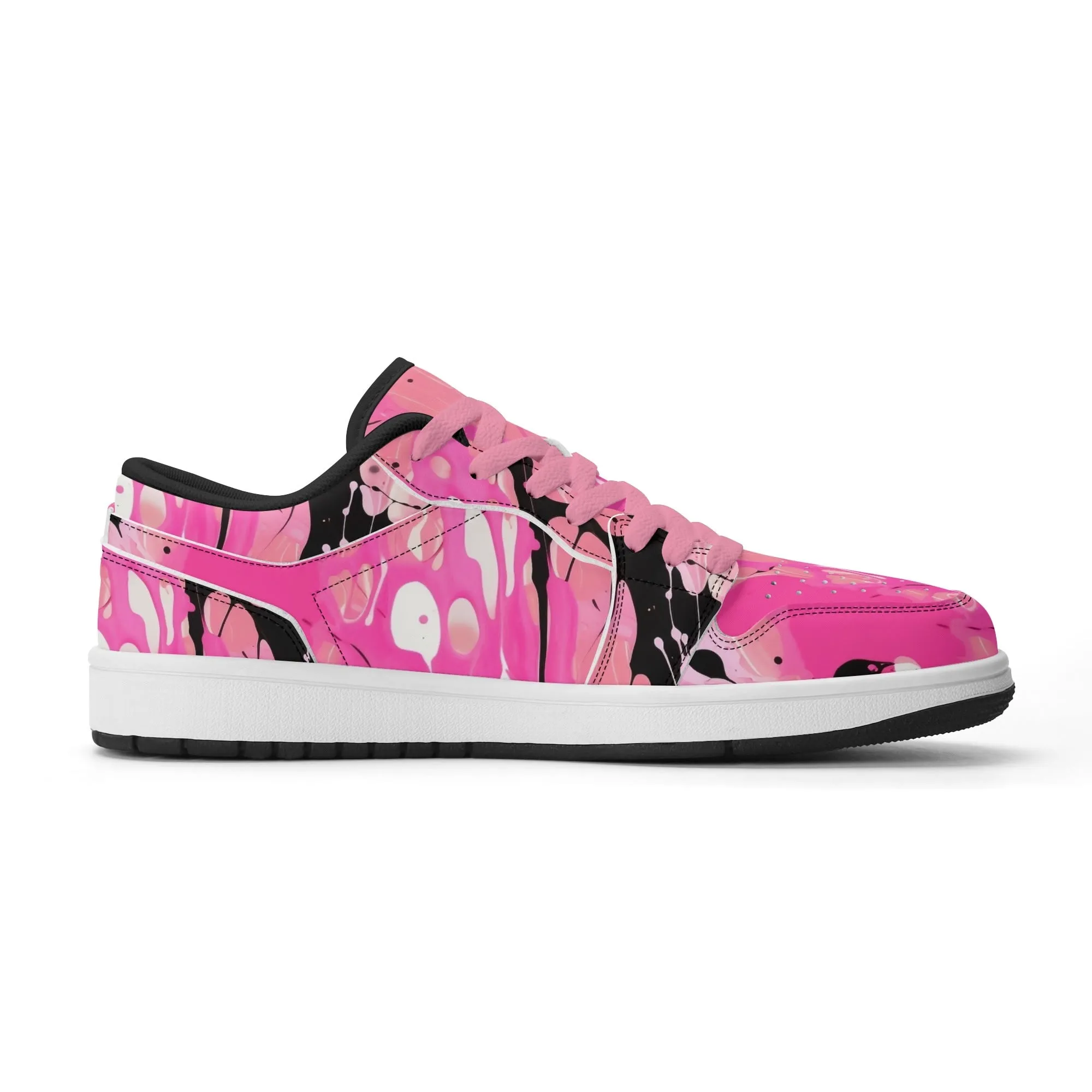 Pink Splash Low Top Leder Sneaker für Damen