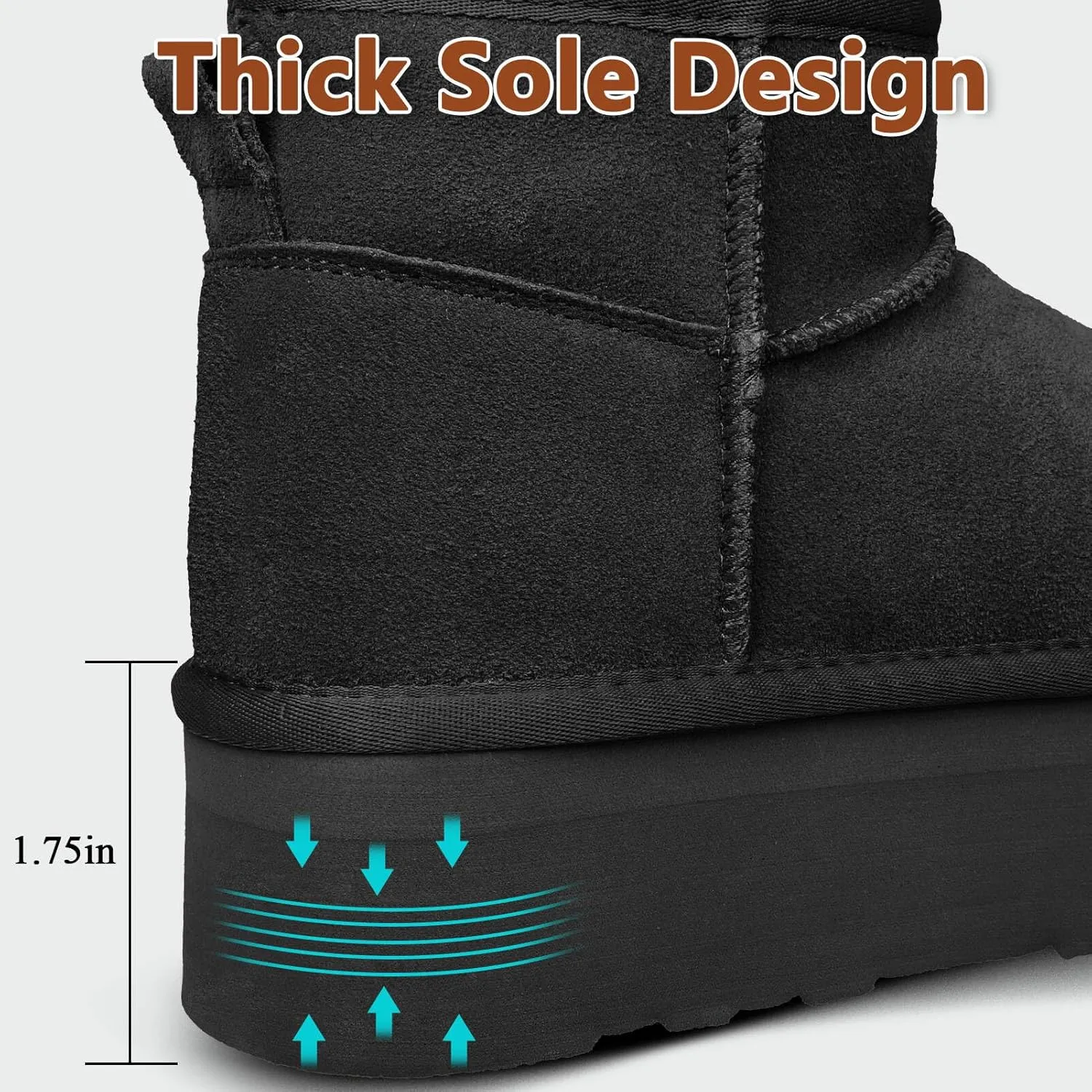 Platform Mini Boot For Women Short Ankle Boot Fur Fleece Lined Sneakers Snow Platform Anti-Slip Boot For Outdoor