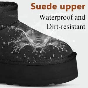 Platform Mini Boot For Women Short Ankle Boot Fur Fleece Lined Sneakers Snow Platform Anti-Slip Boot For Outdoor