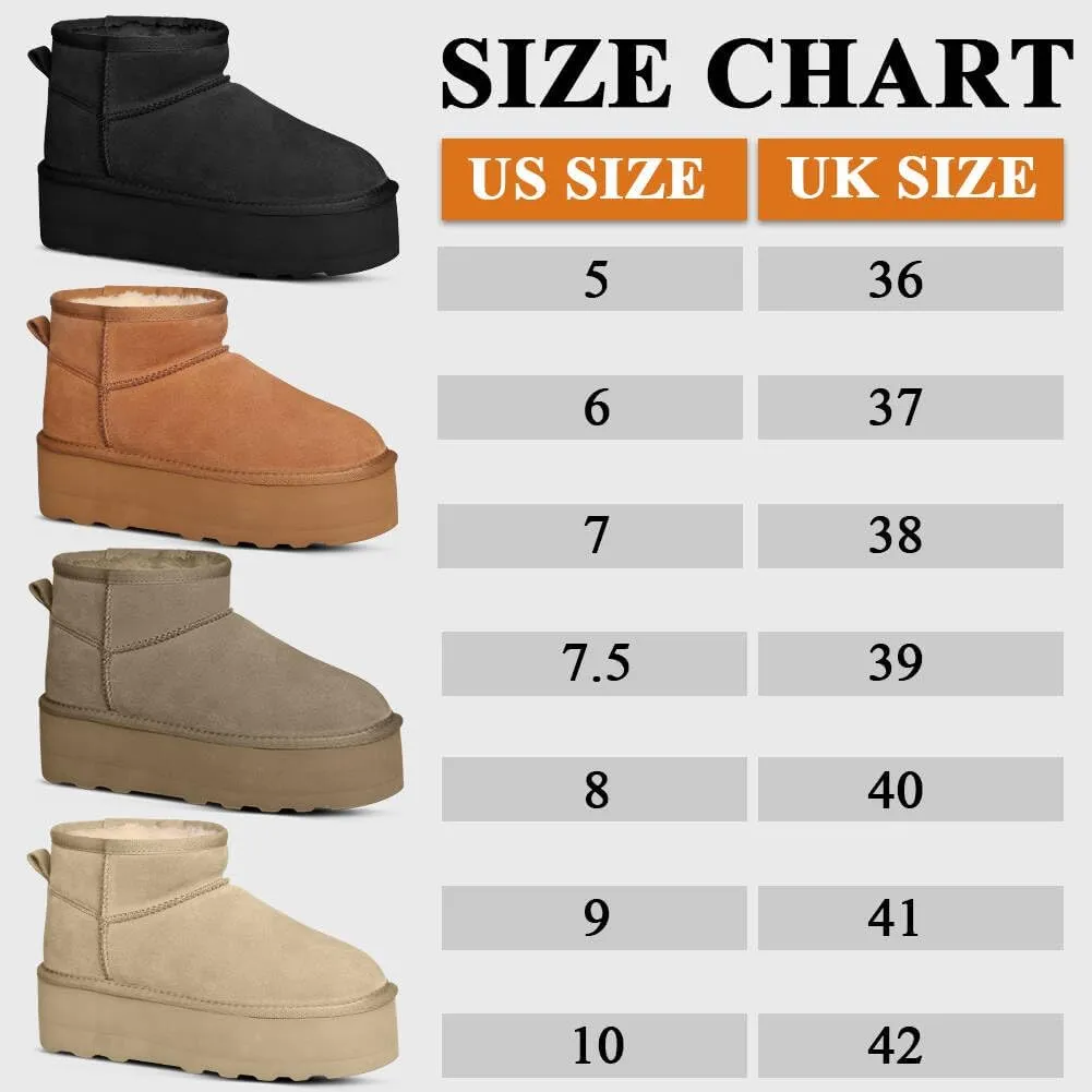 Platform Mini Boot For Women Short Ankle Boot Fur Fleece Lined Sneakers Snow Platform Anti-Slip Boot For Outdoor