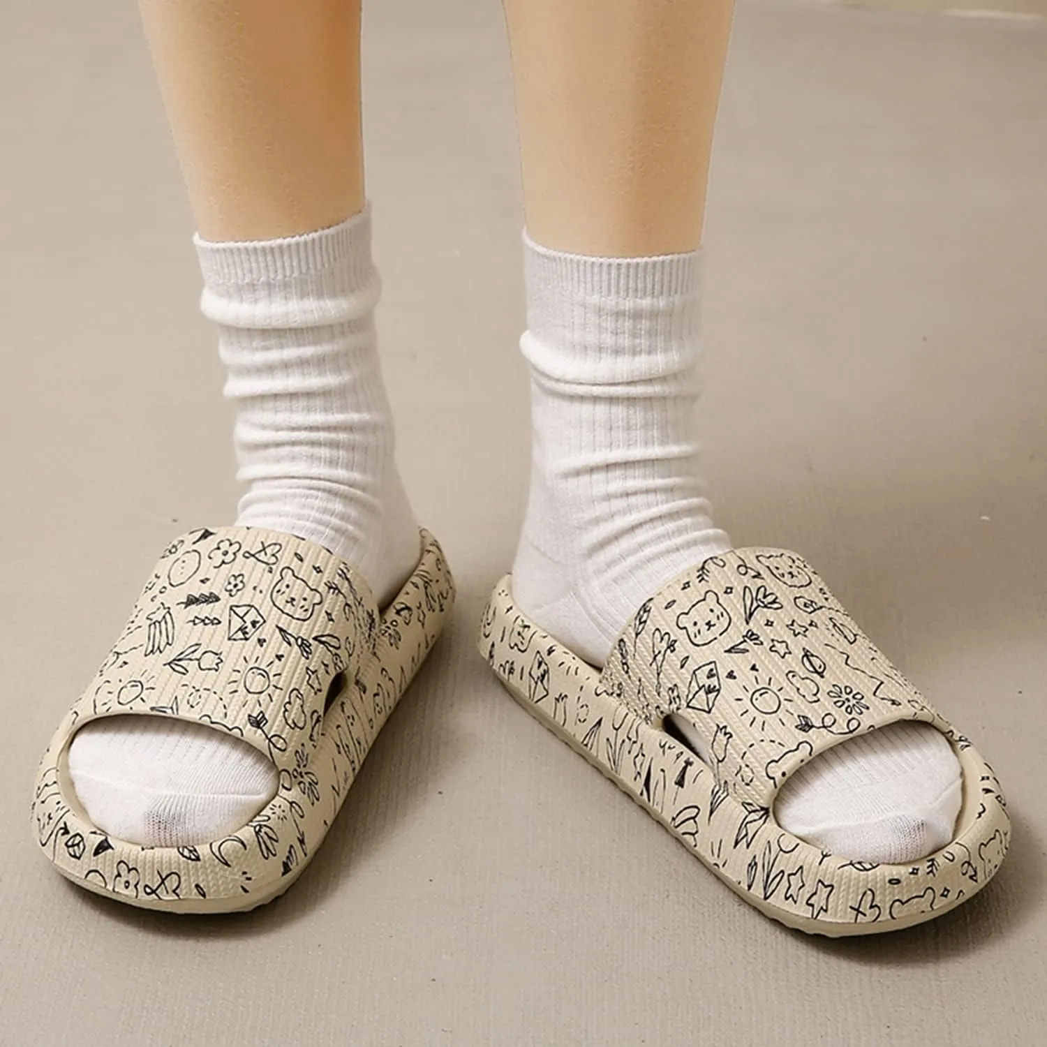 PLMOKN Slippers for women mens pillow cloud slides house indoor and outdoor summer sandals bedroom shower non-slip comfortable open toe slippers