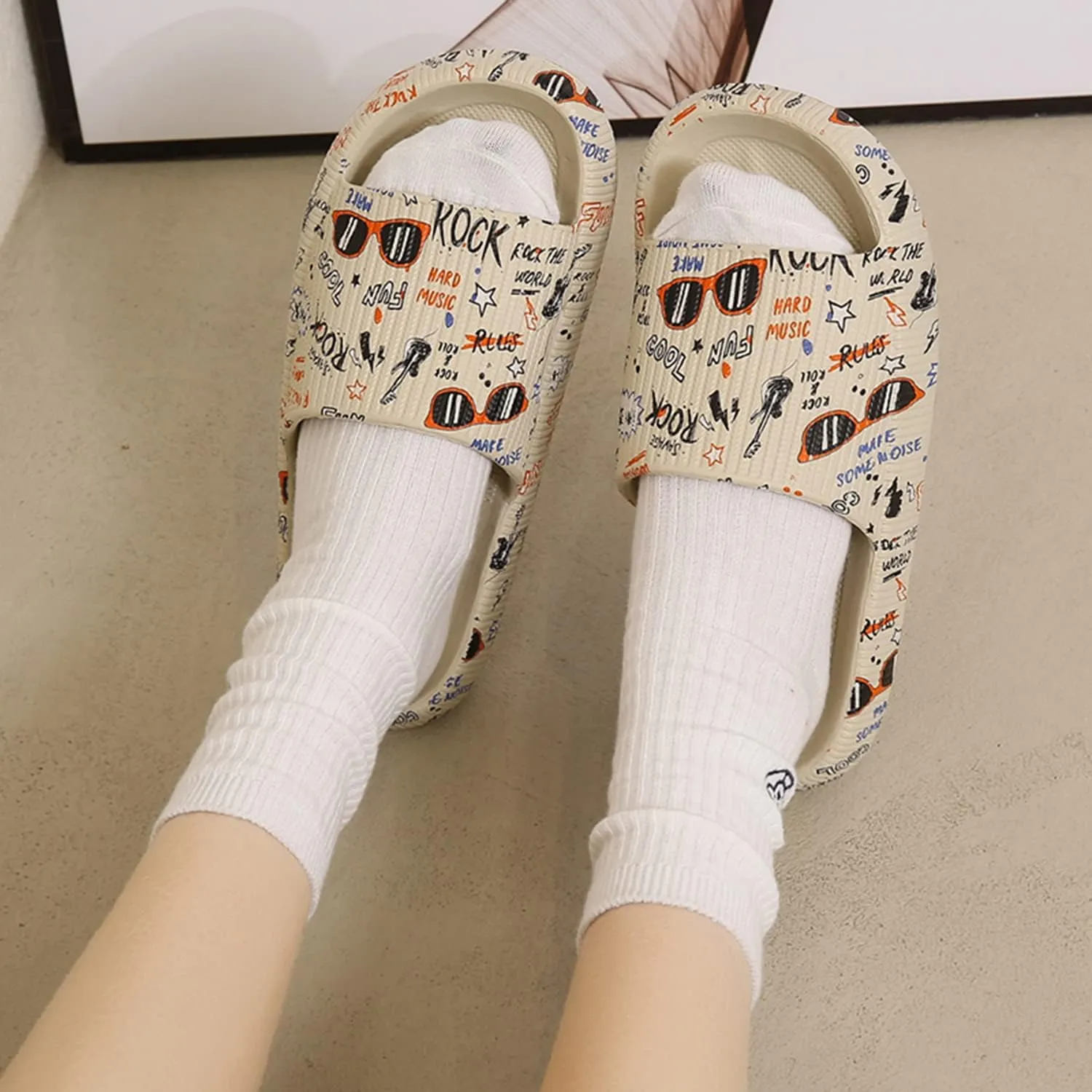 PLMOKN Slippers for women mens pillow cloud slides house indoor and outdoor summer sandals bedroom shower non-slip comfortable open toe slippers