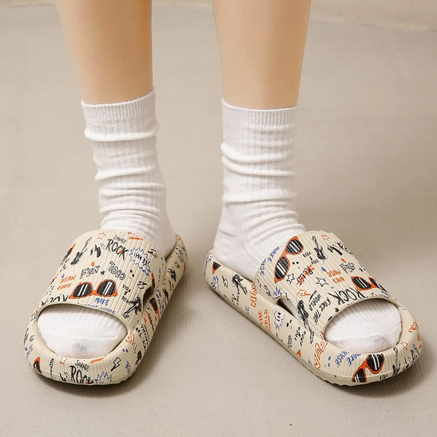 PLMOKN Slippers for women mens pillow cloud slides house indoor and outdoor summer sandals bedroom shower non-slip comfortable open toe slippers