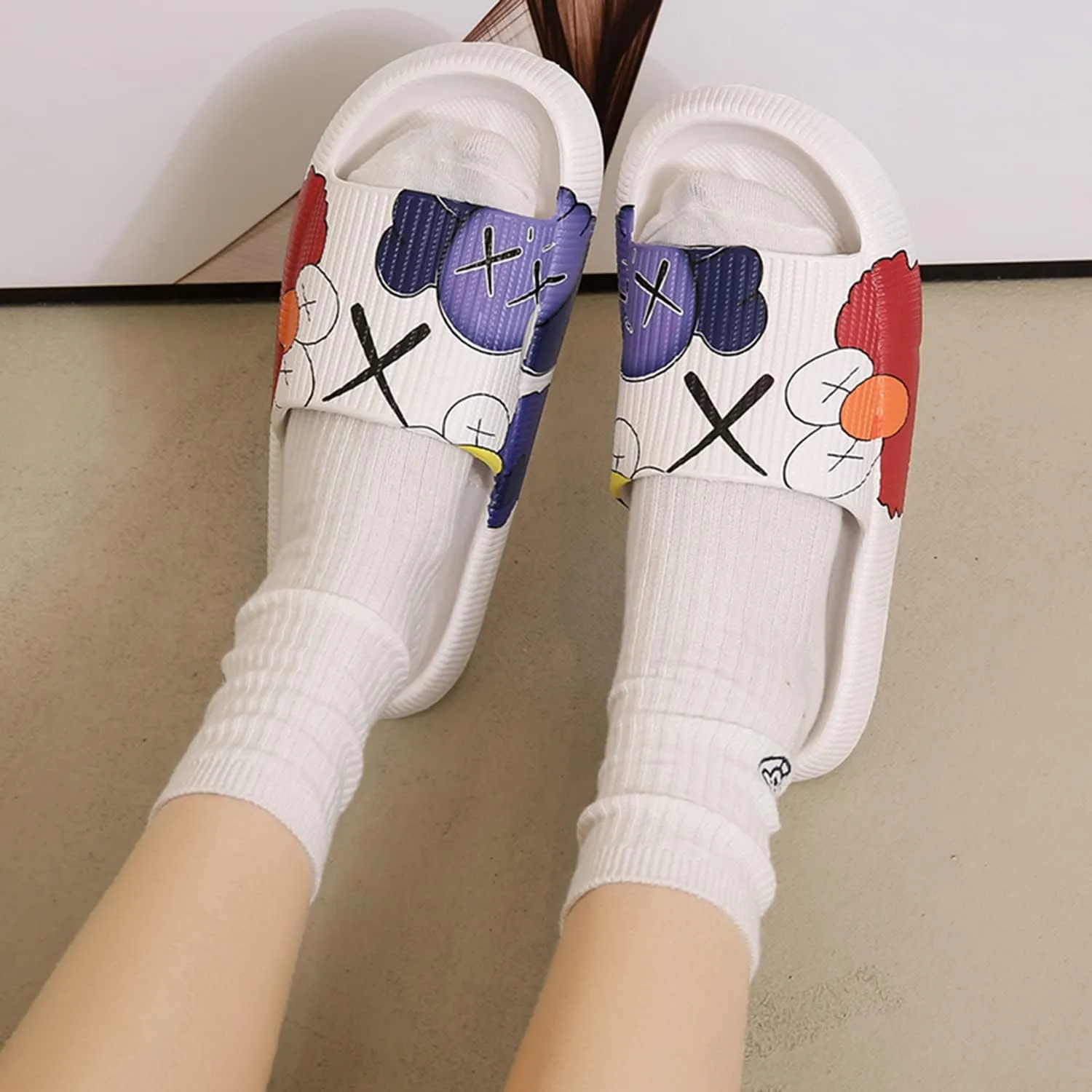 PLMOKN Slippers for women mens pillow cloud slides house indoor and outdoor summer sandals bedroom shower non-slip comfortable open toe slippers
