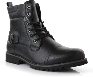 Polar Fox Mens Vegan Leather Winter Boots, with Faux Fur Lined Option