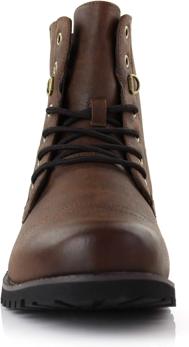 Polar Fox Mens Vegan Leather Winter Boots, with Faux Fur Lined Option