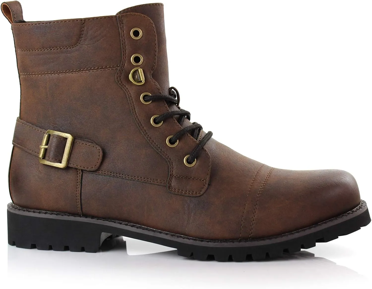 Polar Fox Mens Vegan Leather Winter Boots, with Faux Fur Lined Option