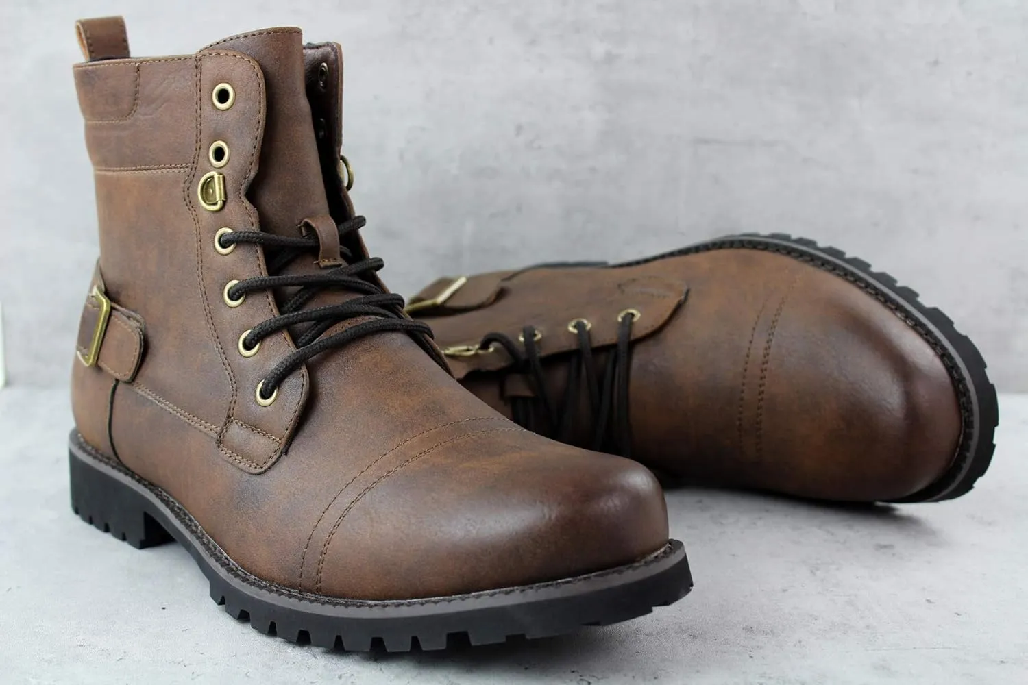 Polar Fox Mens Vegan Leather Winter Boots, with Faux Fur Lined Option