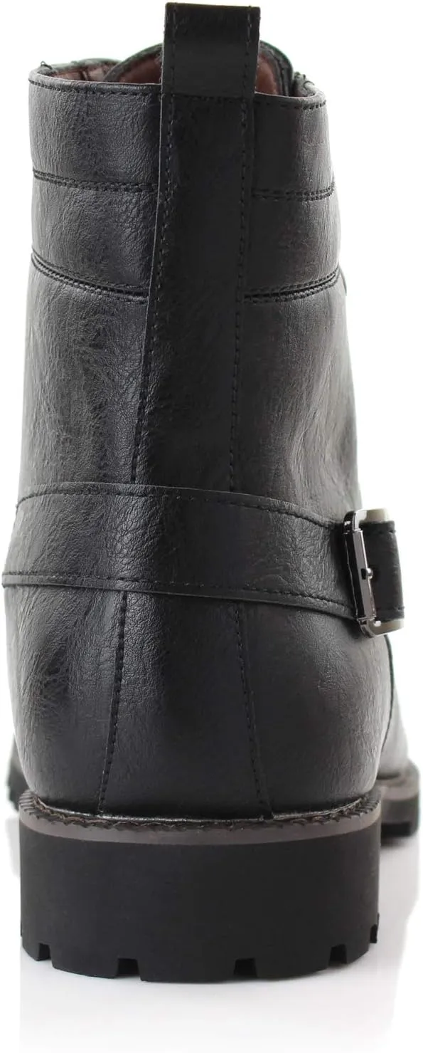 Polar Fox Mens Vegan Leather Winter Boots, with Faux Fur Lined Option