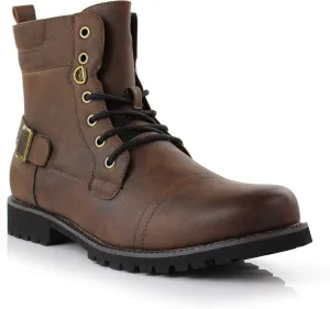 Polar Fox Mens Vegan Leather Winter Boots, with Faux Fur Lined Option