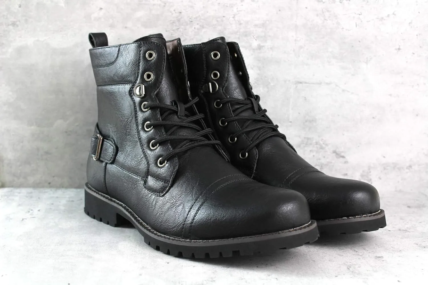 Polar Fox Mens Vegan Leather Winter Boots, with Faux Fur Lined Option