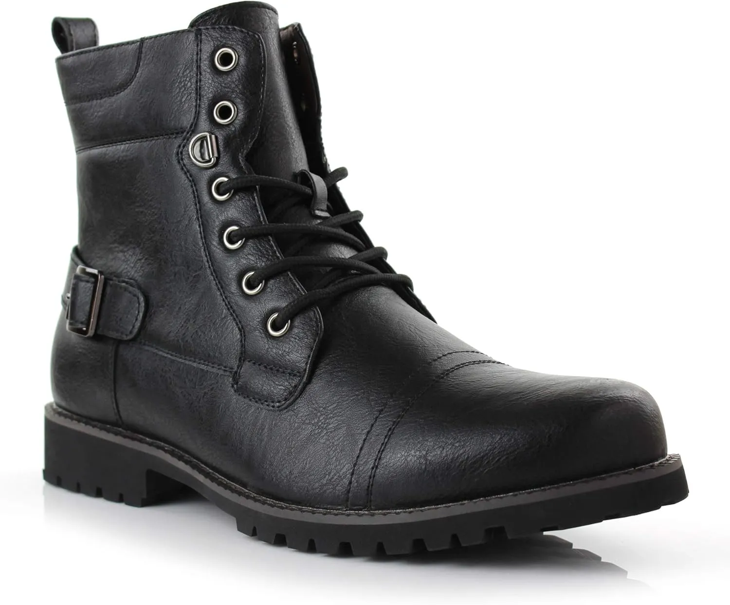Polar Fox Mens Vegan Leather Winter Boots, with Faux Fur Lined Option