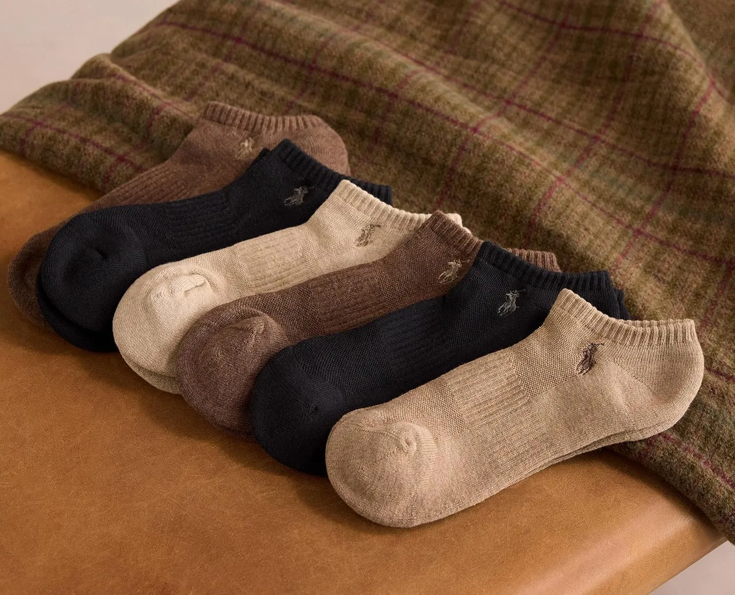 POLO RALPH LAUREN mens Athletic Performance Cotton Low Cut Socks - 6 Pair Pack - Moisture Wicking Mesh