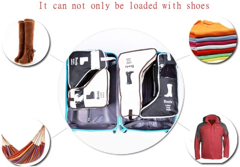 Portable 2 Pair Boot Storage Bags Dust Proof Shoe Bags,Zippered Tall Boots Organizer Protector Bag for Home and Travel (black)