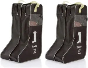 Portable 2 Pair Boot Storage Bags Dust Proof Shoe Bags,Zippered Tall Boots Organizer Protector Bag for Home and Travel (black)