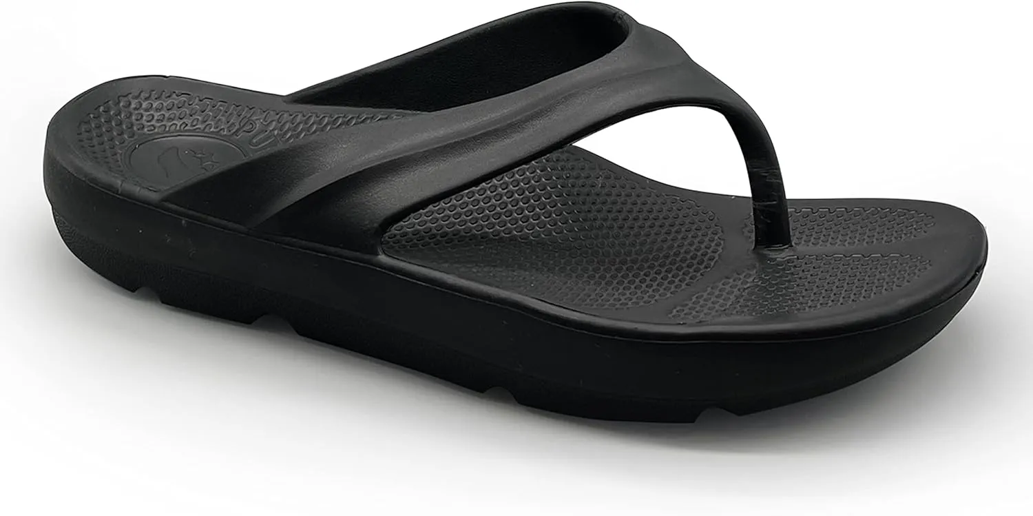 Pure Stride Therapeutic Flip Flops, Orthotic Thong Sandals for Plantar Fasciitis, Metatarsal and Heel Spurs, Feet Pain Relief and Arch Support - Black, Men’s Size 11