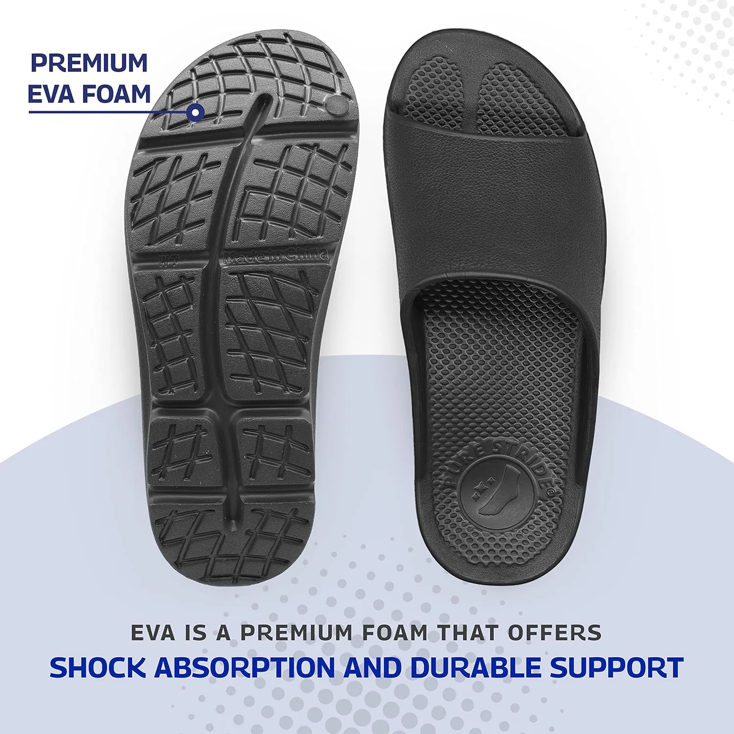 Pure Stride Therapeutic Slides, Orthotic Sandals for Plantar Fasciitis, Metatarsal and Heel Spurs, for Pain Relief and Arch Support of Feet