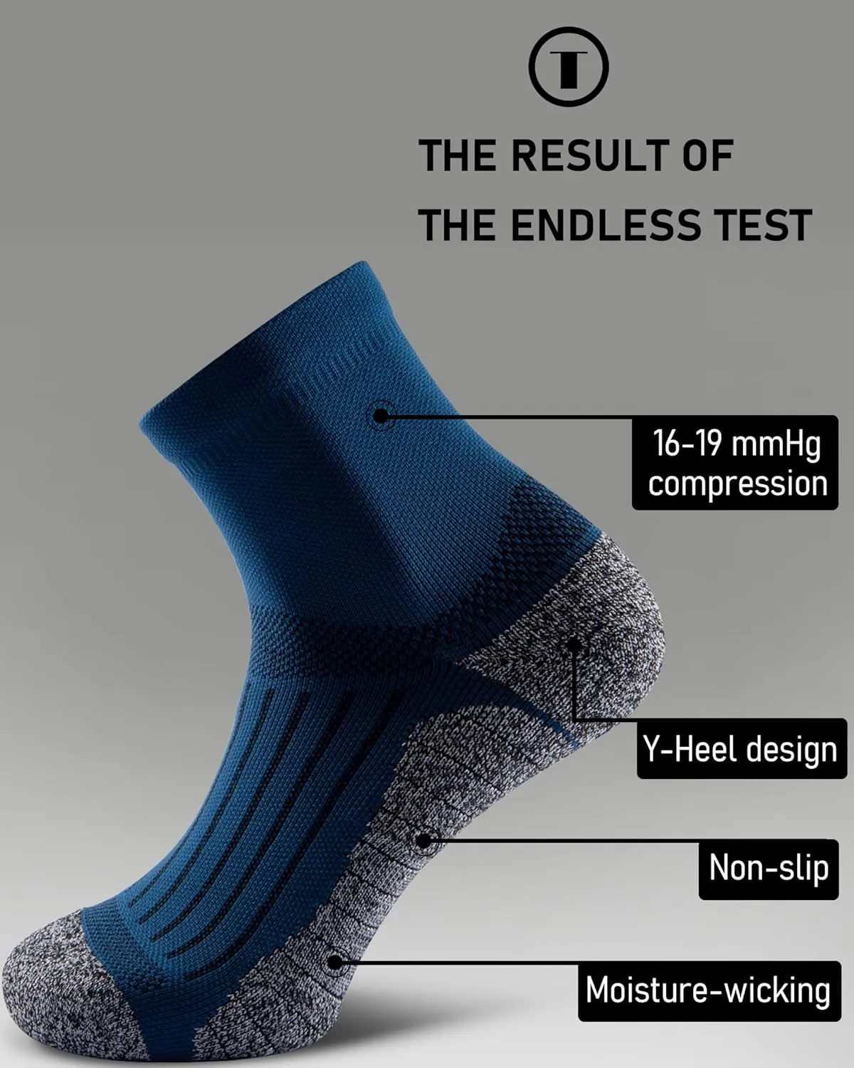 Quarter Compression Socks for Men Women, Cushioned Running Hiking Socks