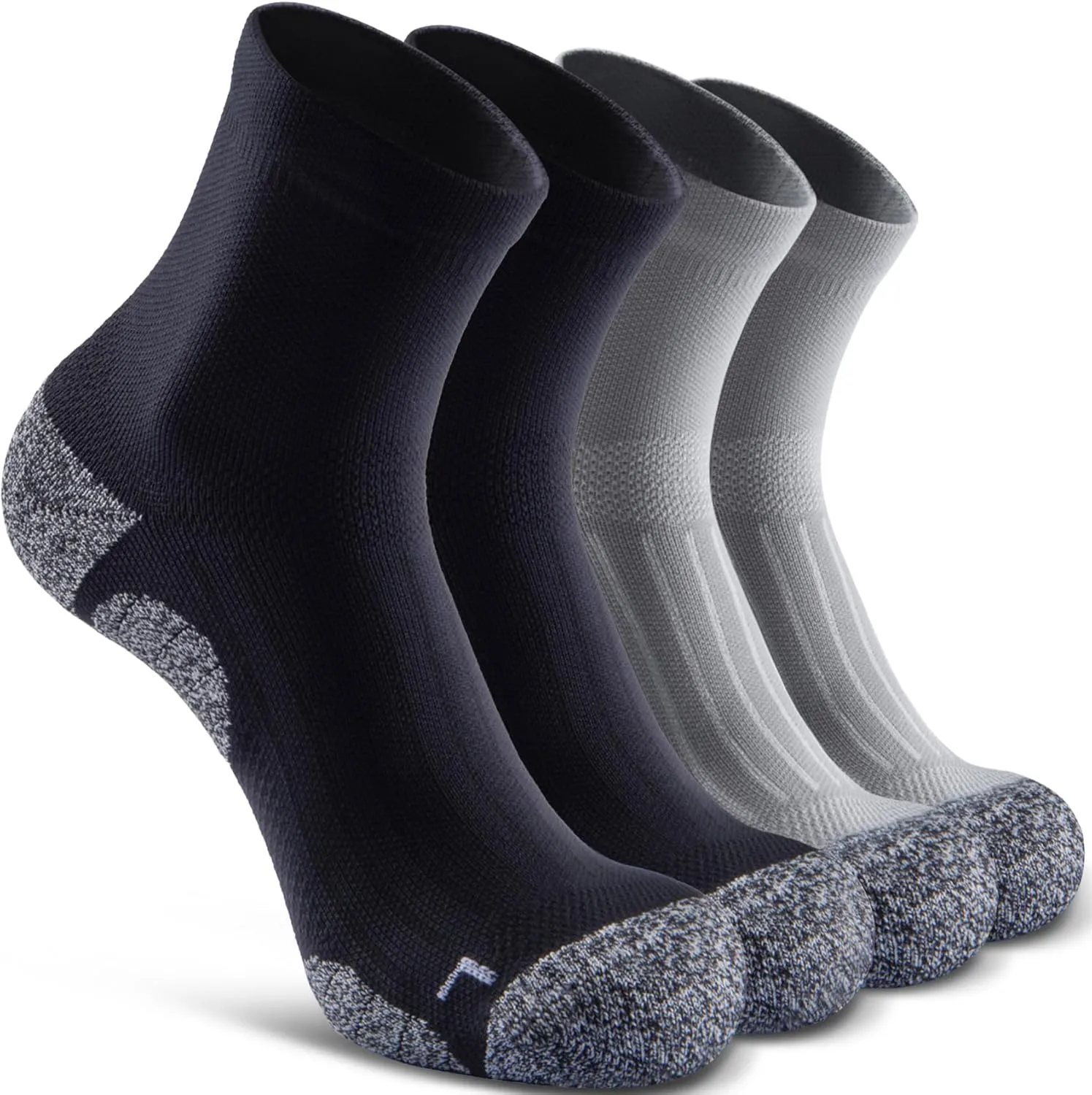 Quarter Compression Socks for Men Women, Cushioned Running Hiking Socks