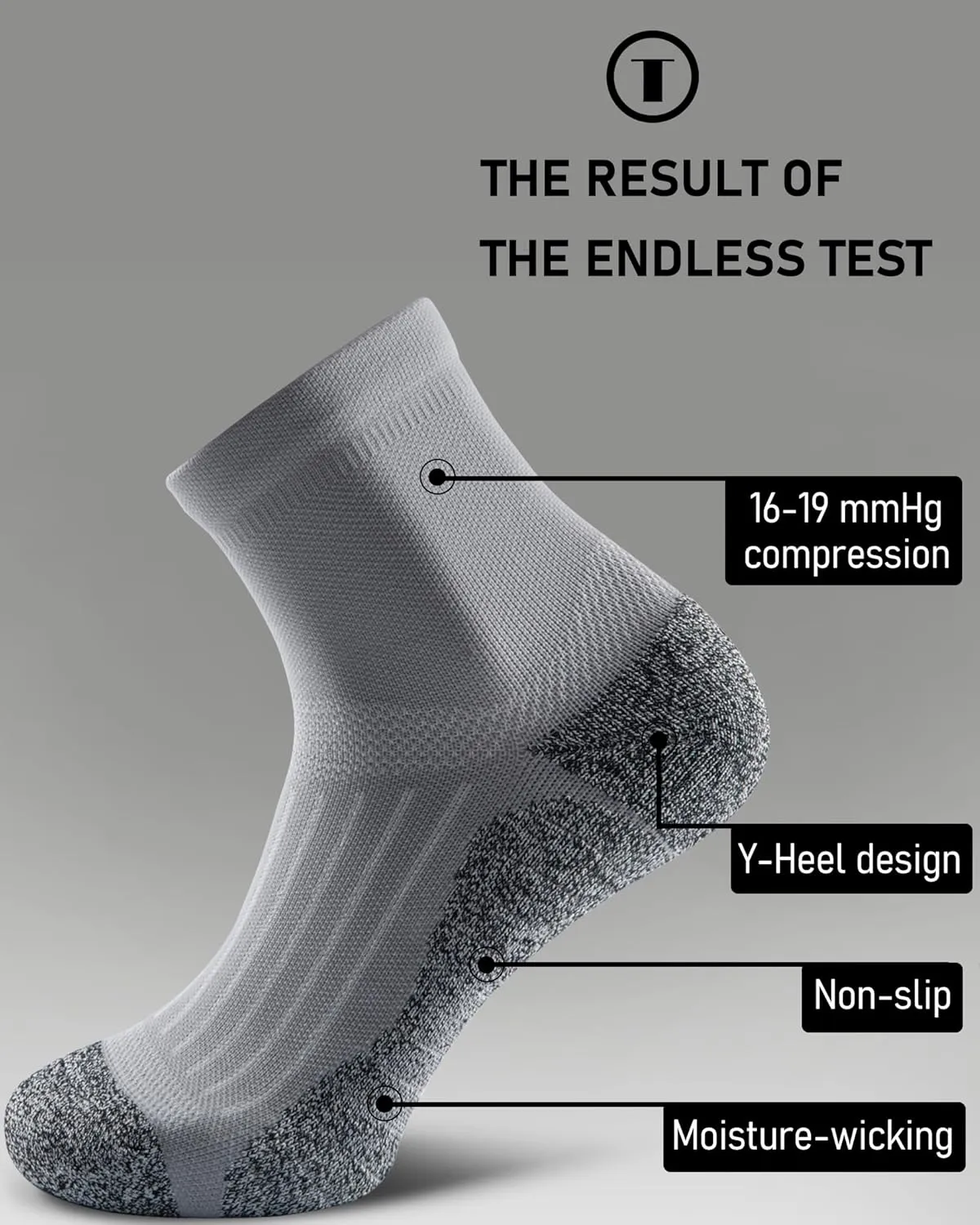 Quarter Compression Socks for Men Women, Cushioned Running Hiking Socks