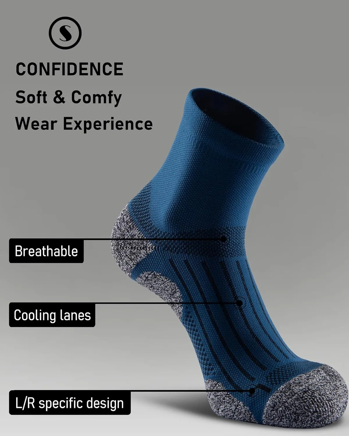 Quarter Compression Socks for Men Women, Cushioned Running Hiking Socks