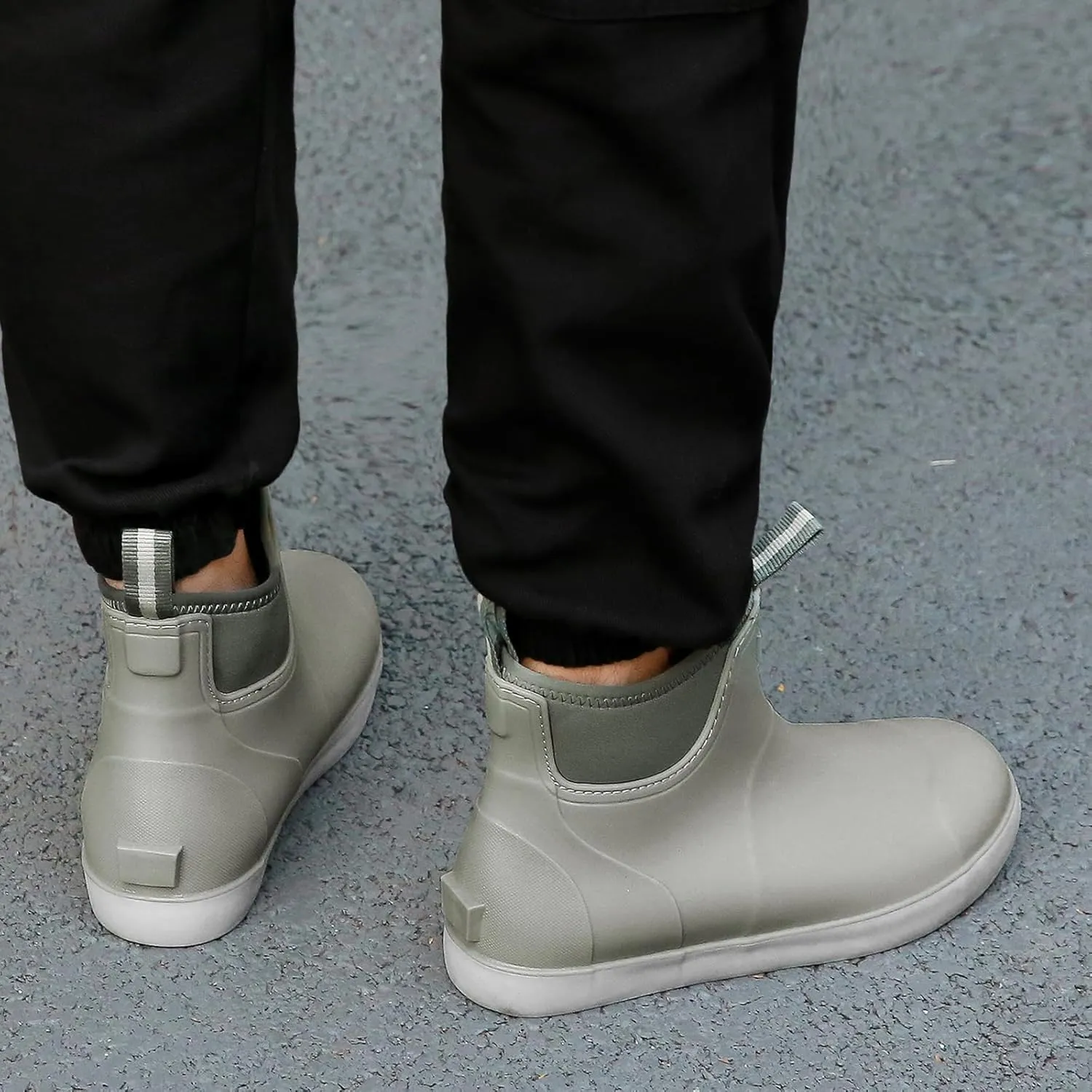 Rain Boots for Men, Waterproof Ankle Mens Deck Boots Anti-Slip Comfort Rubber Boots Chelsea Garden Shoes for Yard Fishing Outdoor Work