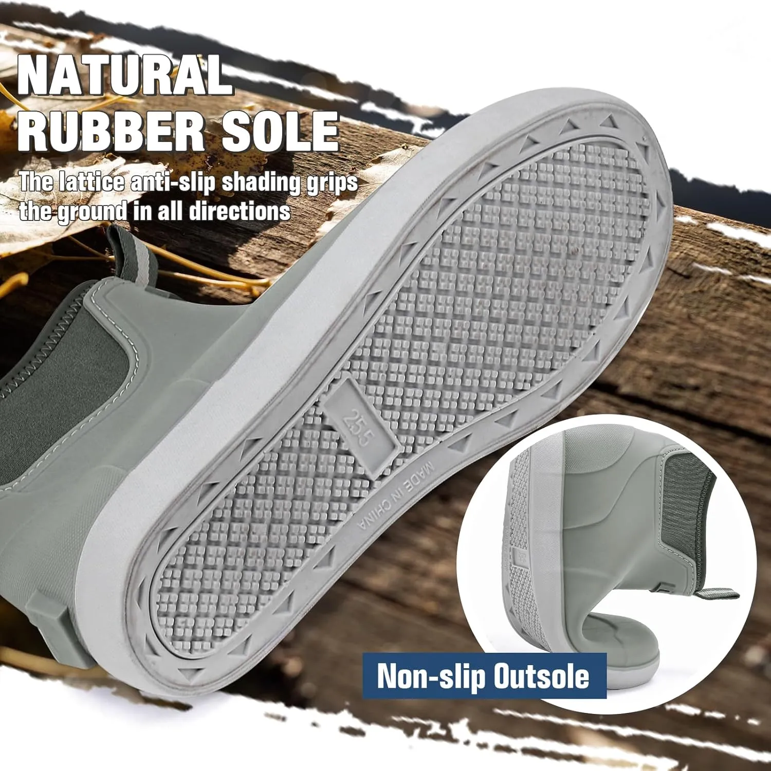 Rain Boots for Men, Waterproof Ankle Mens Deck Boots Anti-Slip Comfort Rubber Boots Chelsea Garden Shoes for Yard Fishing Outdoor Work