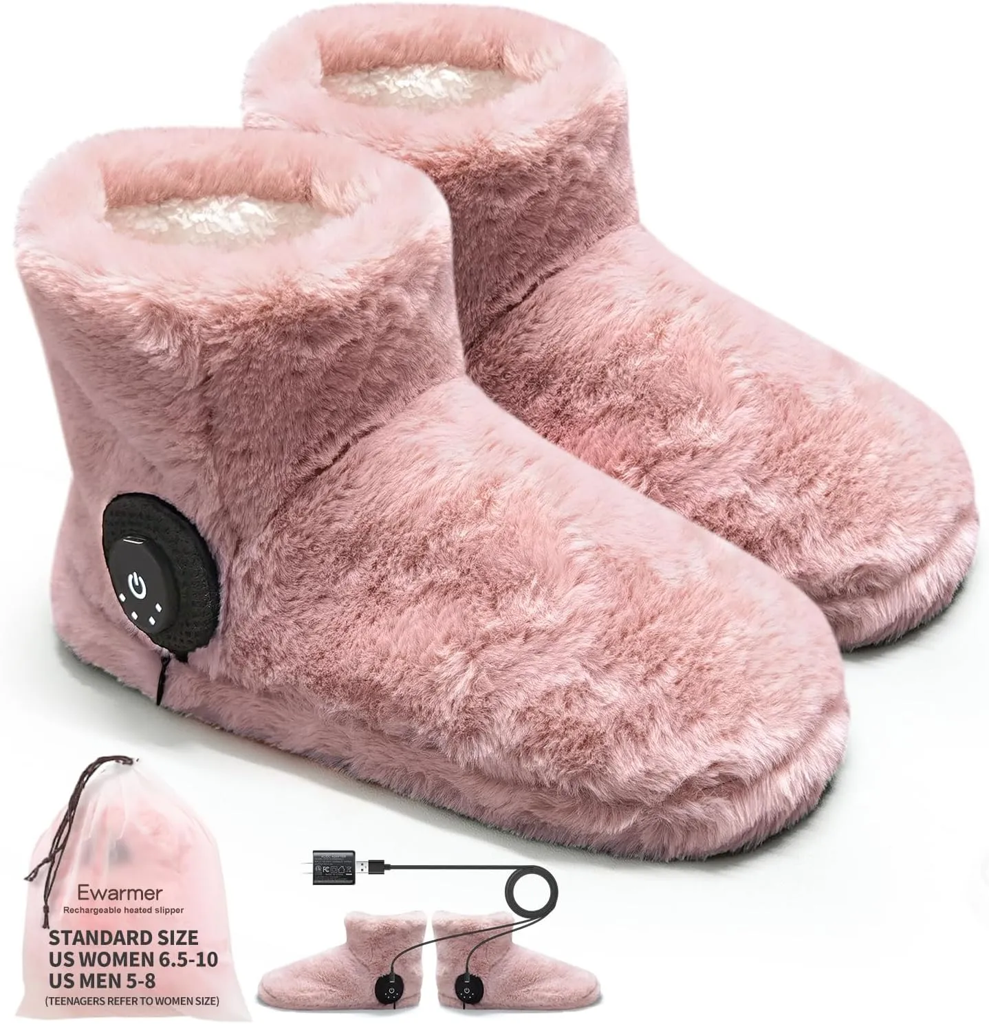 Rechargeable Foot Warmer,Heated Boots Slippers for Cold Feet, House Portable Electric Heating Pad Slippers Shoes for Women, 3.5-7 Hours Heating, Powered by Lithium Battery or USB