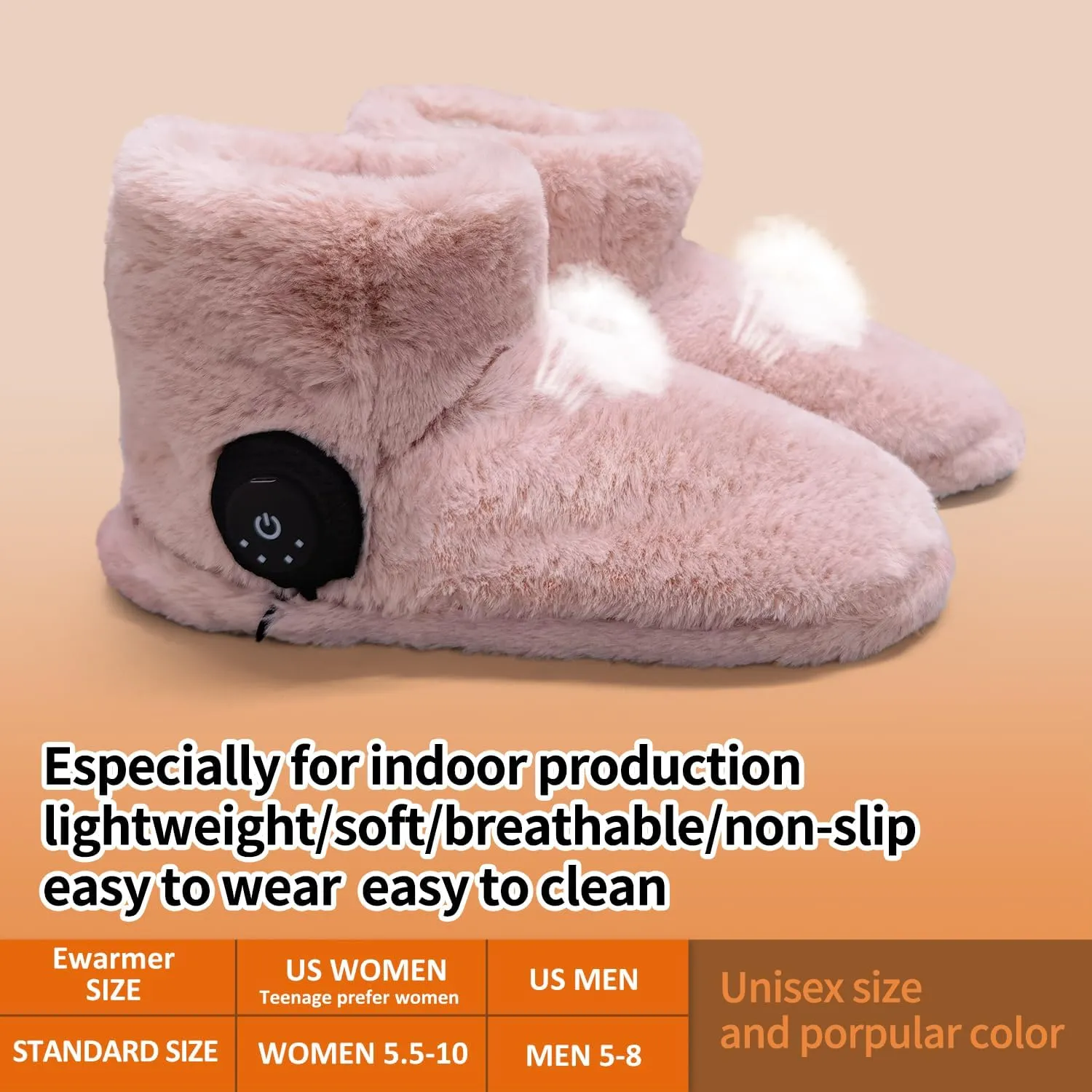Rechargeable Foot Warmer,Heated Boots Slippers for Cold Feet, House Portable Electric Heating Pad Slippers Shoes for Women, 3.5-7 Hours Heating, Powered by Lithium Battery or USB