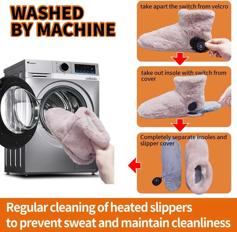 Rechargeable Foot Warmer,Heated Boots Slippers for Cold Feet, House Portable Electric Heating Pad Slippers Shoes for Women, 3.5-7 Hours Heating, Powered by Lithium Battery or USB