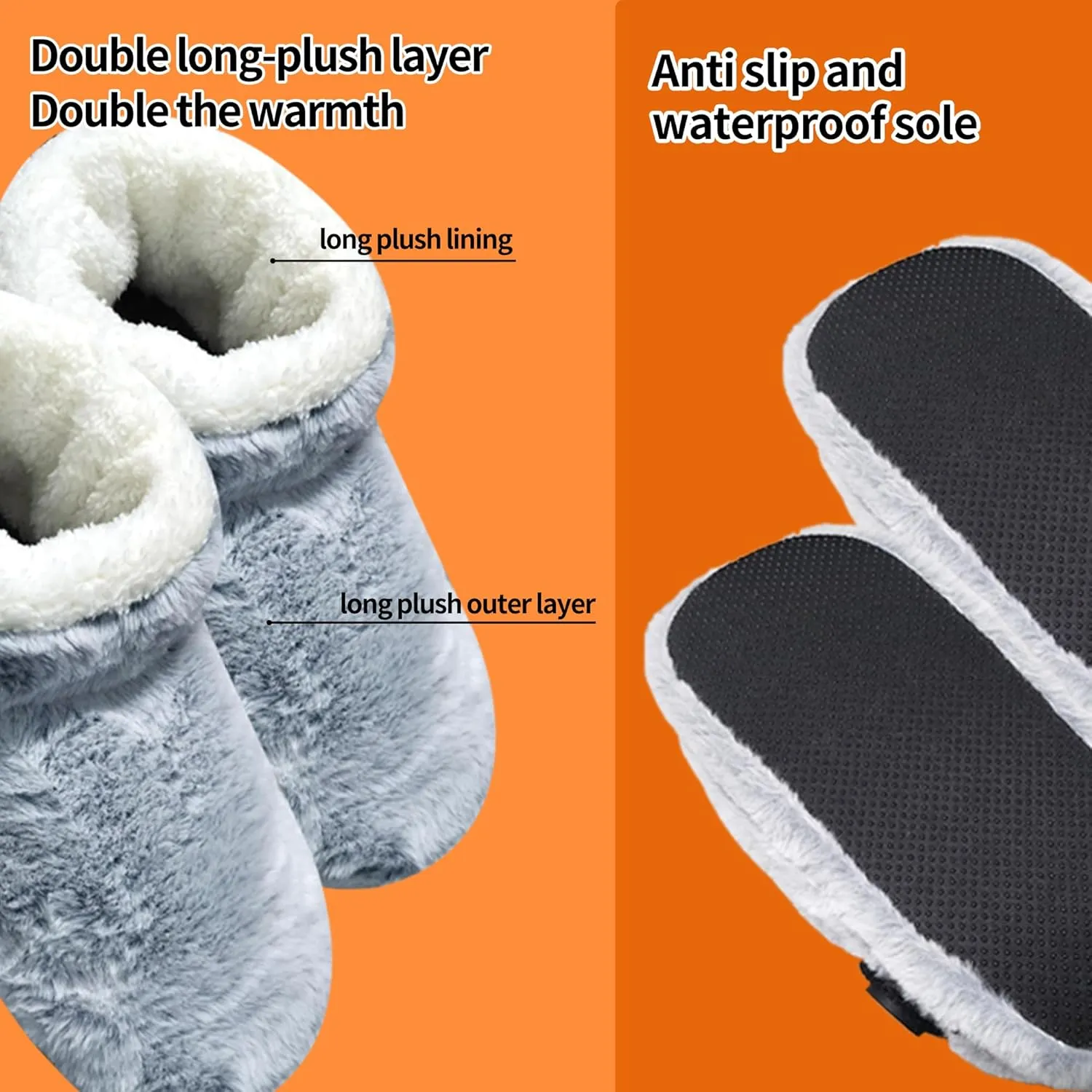 Rechargeable Foot Warmer,Heated Boots Slippers for Cold Feet, House Portable Electric Heating Pad Slippers Shoes for Women, 3.5-7 Hours Heating, Powered by Lithium Battery or USB