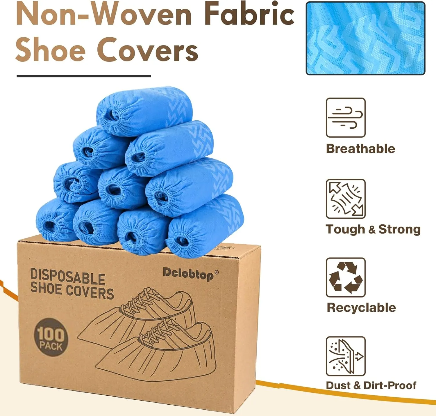 Recycable Shoe Covers Disposable Non-Slip for Indoors - 100Pack(50 Pairs) Thick Breathable Cloth Boot Covers, Extra Large size Protector Covers Fits Up To 112 US Men and 13 US Women Size,Blue