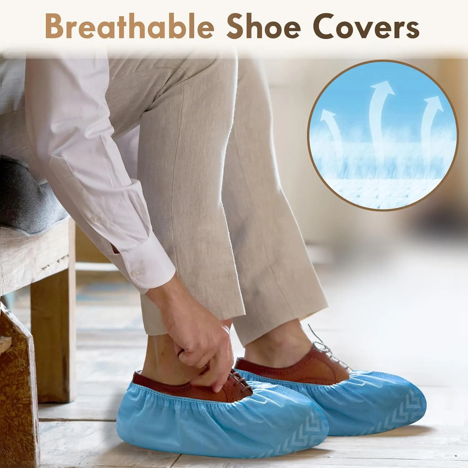 Recycable Shoe Covers Disposable Non-Slip for Indoors - 100Pack(50 Pairs) Thick Breathable Cloth Boot Covers, Extra Large size Protector Covers Fits Up To 112 US Men and 13 US Women Size,Blue