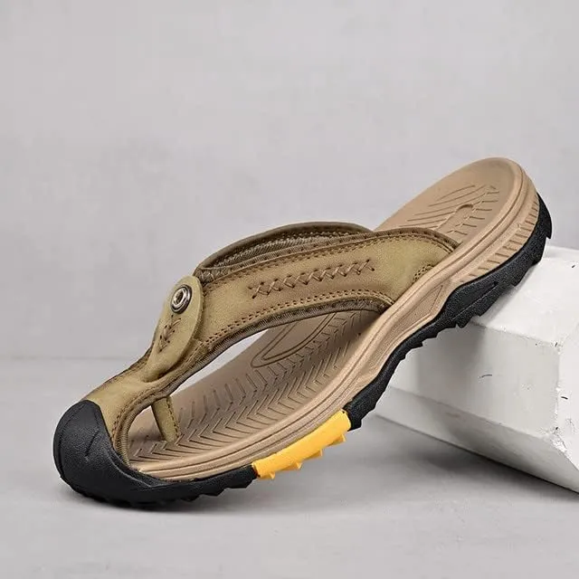 Recyphi Men's Protective Toe Flip-flops 2022 Summer Fashion Sandals Outdoor Casual Beach Shoes Closed Toe Slipper