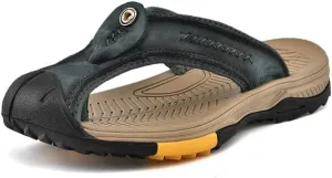 Recyphi Men's Protective Toe Flip-flops 2022 Summer Fashion Sandals Outdoor Casual Beach Shoes Closed Toe Slipper