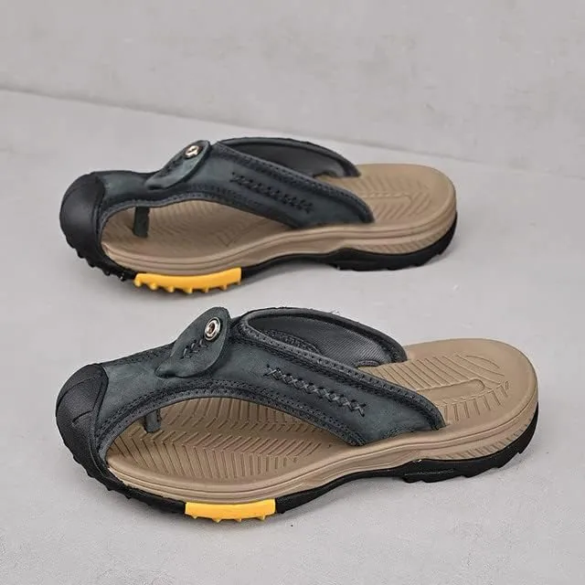 Recyphi Men's Protective Toe Flip-flops 2022 Summer Fashion Sandals Outdoor Casual Beach Shoes Closed Toe Slipper