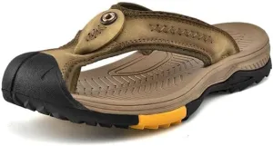 Recyphi Men's Protective Toe Flip-flops 2022 Summer Fashion Sandals Outdoor Casual Beach Shoes Closed Toe Slipper