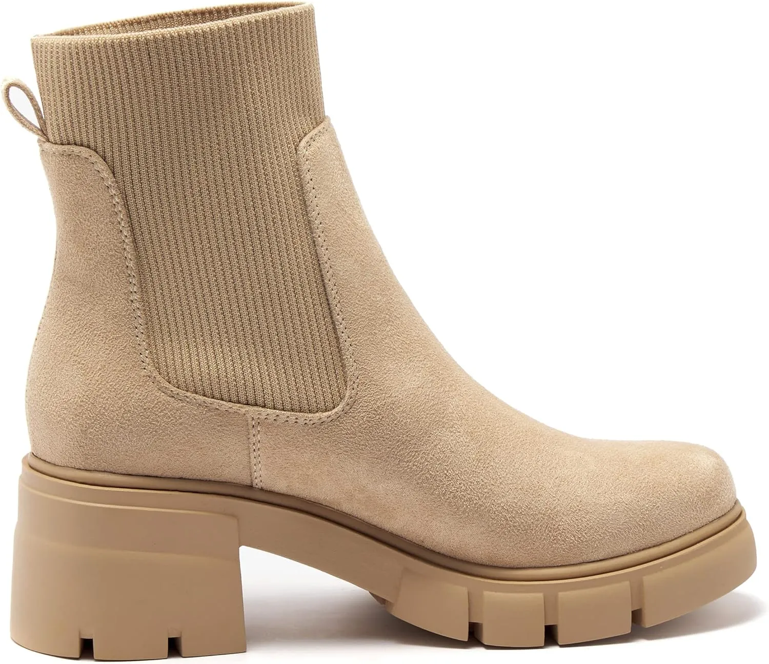 REDTOP Women's Elastic Chelsea Boots Chunky Block Heel Platform Lug Sole Ankle Booties