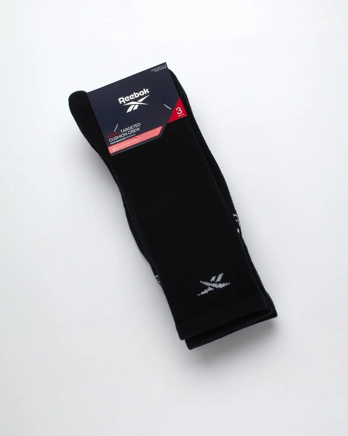 Reebok Men's Athletic Socks - 3 Pack Targeted Cushion Crew Socks - Breathable Cotton Blend Socks for Men (Shoe Size: 6-12.5)
