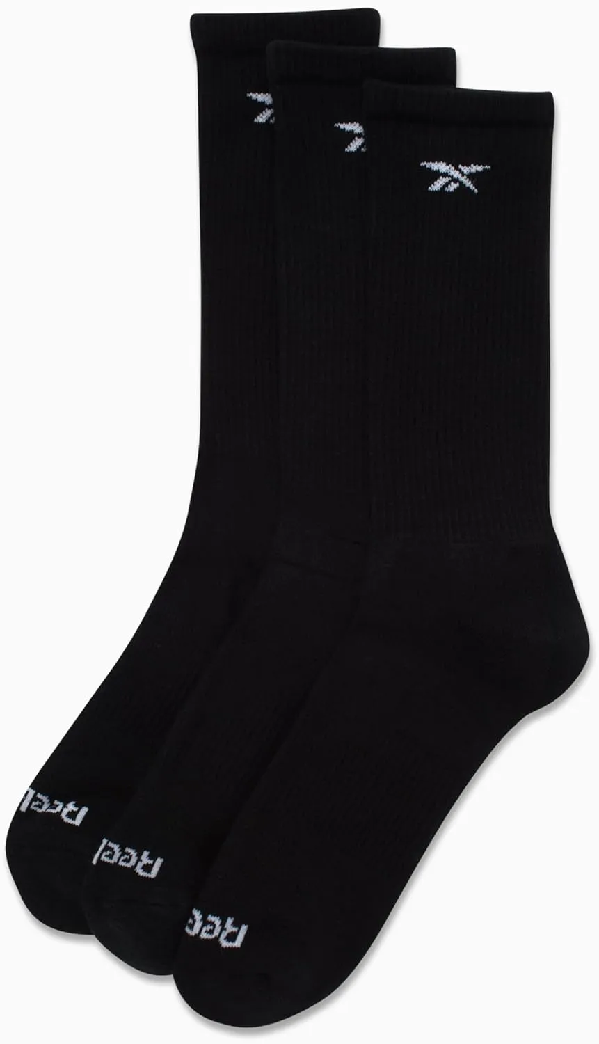 Reebok Men's Athletic Socks - 3 Pack Targeted Cushion Crew Socks - Breathable Cotton Blend Socks for Men (Shoe Size: 6-12.5)
