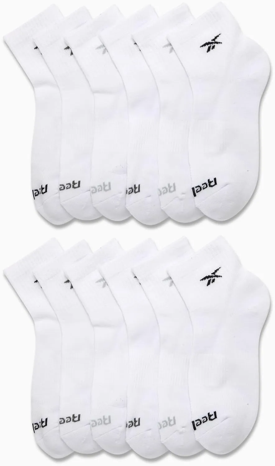 Reebok Womens Quarter Socks - 12 Pack Performance Arch Support Ankle Socks - Cushioned Athletic Socks for Women (Size: 4-10)