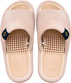 Reflexology Sandals for Men Women,Massage Pedicure Slippers, Thick Sole Comfortable Slippers,Beige,38-39,Foot Massage Slippers for Men Women